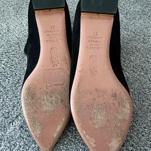 Aquazzura Christy Leather Point Toe Flats in Black Size 37 = U.S 7 $675 - Picture 8 of 10